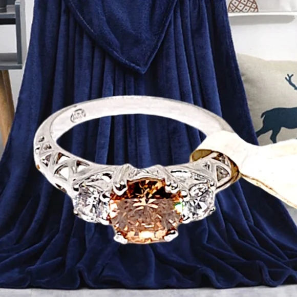 Light Brown Crystal Sterling Silver Ring. Size 9 NWT - Picture 5 of 6